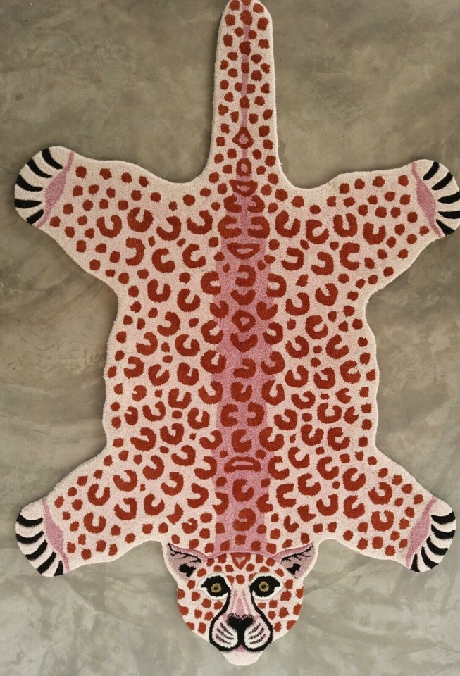 Leopard Rugs 3x5 Feet Handmade 100 Woolen Hand Tufted For Home