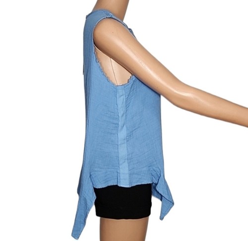 Stark X Anthropologie Sleeveless Ruffle Sky blue Top Size S Small NWT - Picture 5 of 10