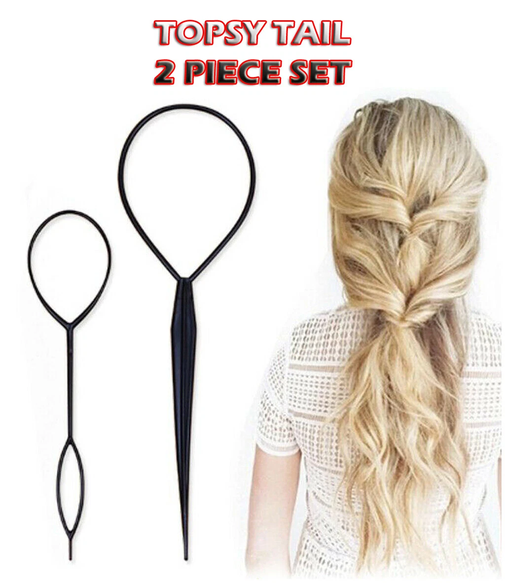 Topsy Tail Hair Braid Ponytail Maker Black Pink Styling Tool Hair Accessories UK