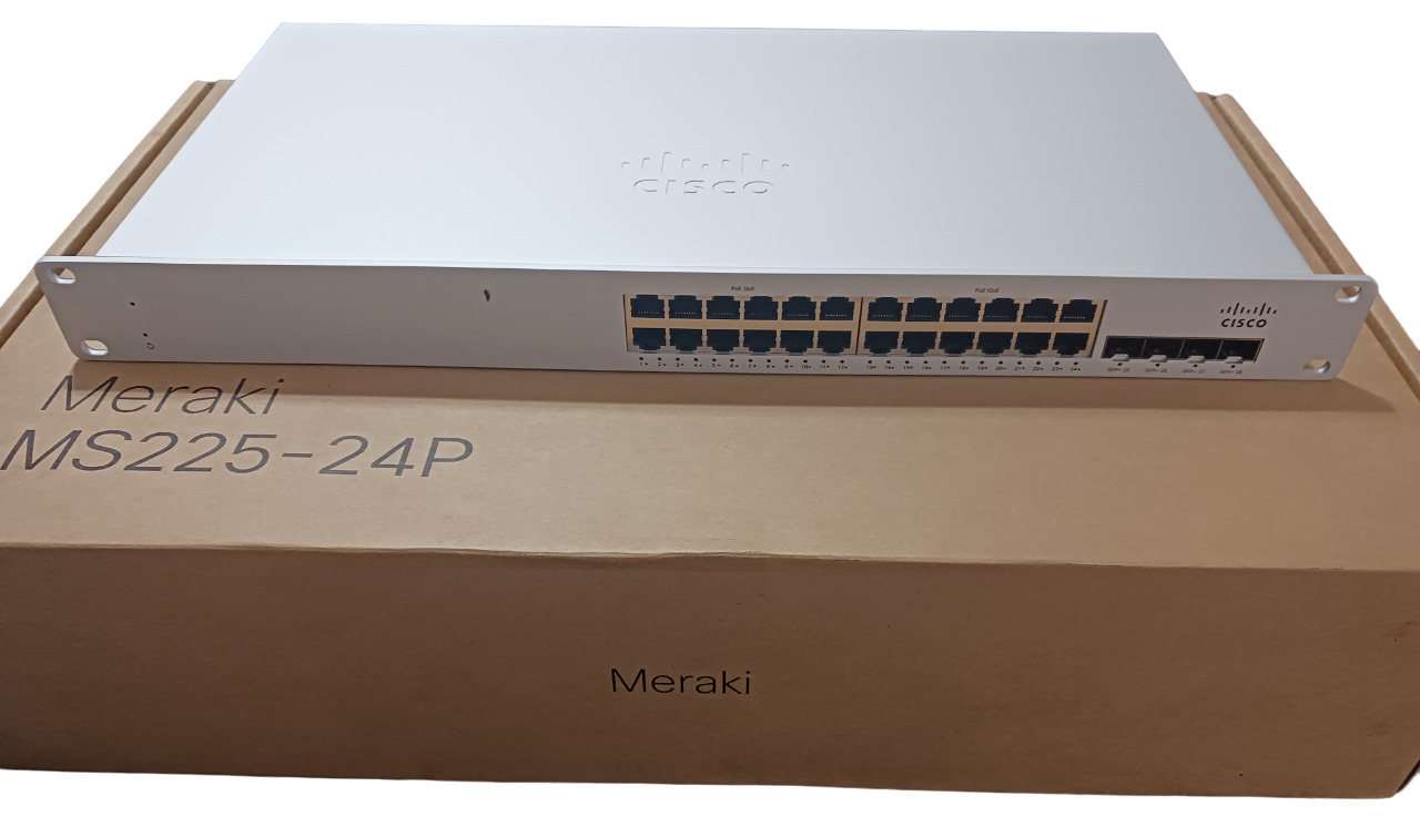 NEW UNCLAIMED  MS225-24P-HW Cisco Meraki  MS225 Series 24x GE 4x 10G SFP+ Switch