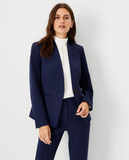 NEW ANN TAYLOR 189 PURE SAPPHIRE DOUBLE KNIT CUTAWAY BLAZER SZ 14