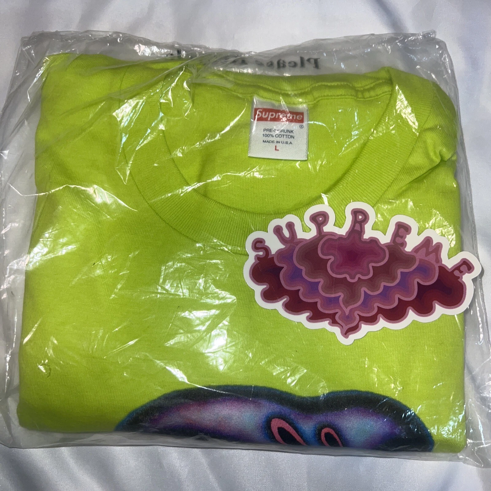 NEUF T shirt Supreme Snake vert vif taille homme grand L (autocollant inclus)