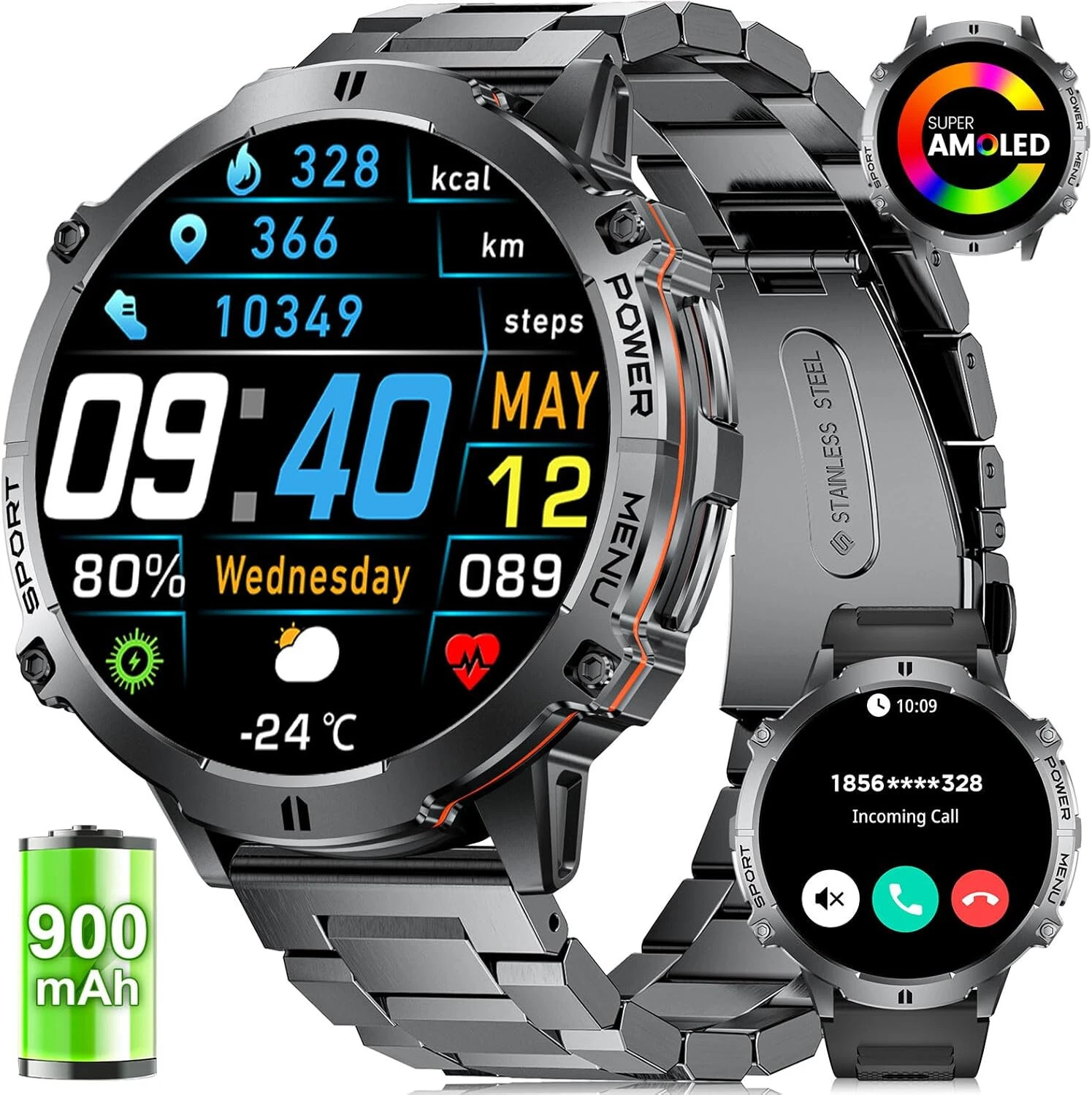 Smartwatch Men Men with Phone Function Gym Sports Watch Wristwatch Watch