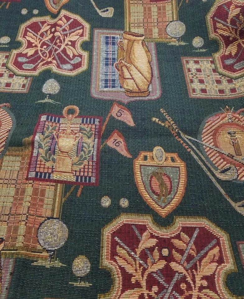 Bolsa de golf de aspecto antiguo palos de campo de golf escudo tapiz tejido tela artesanías Foto 2 de 4