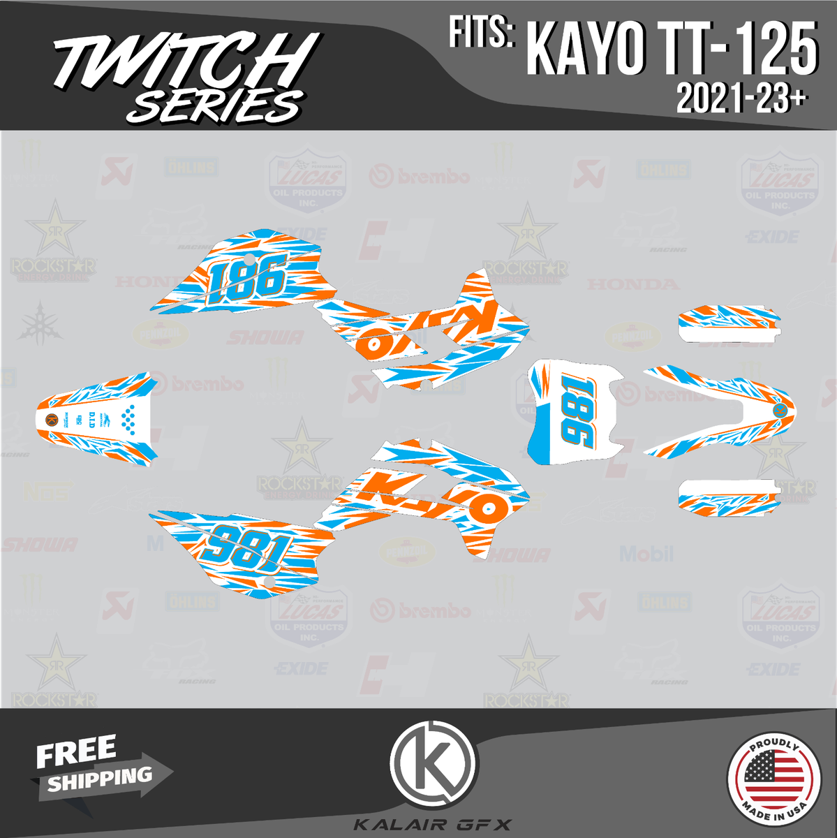 Graphics Kit for Kayo Pit Bike TT125 TT140 2021+ Twitch
