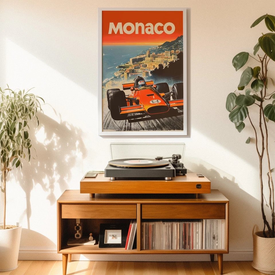 Retro Monaco Grand Prix Poster | Vintage F1 Style Print | Formula One Wall Art - Image 3 of 4