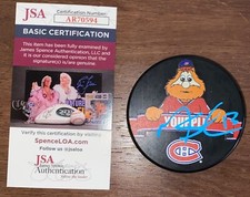 Mitchell Stephens Signed Autographed Mascot Hockey Puck Montreal Canadiens JSA