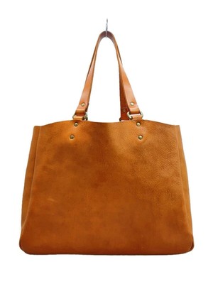 SLOW tote bag leather Camel plain Used | eBay