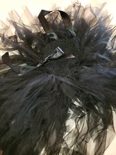 girls size 6 NEW BLACK TUTU VERY FULL SKIRT BOTTOM stretch top dress 1 pc bow