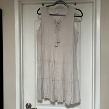 Naïf Women’s Sleeveless Summer Dress White Beige Size L