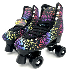 Women's Rainbow Leopard Print Quad Roller Skate Hitop US Size 6 NIOB Vanvuson
