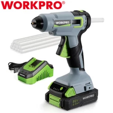 WORKPRO Cordless Hot Glue Gun Kit 20V Rechargeable Melt Glue Gun 12PC Glue Stick