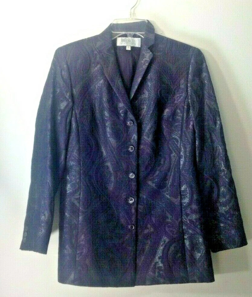 Chaqueta Blazer Worth Petites 4P Púrpura Gris Plata Foto 2 de 4