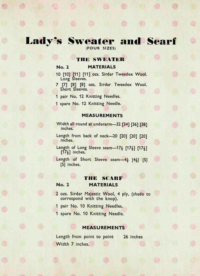 1950s Vintage V-Neck Sweater & Miss Marple Scarf Knitting Pattern | Multi-Size - Image 2 of 2