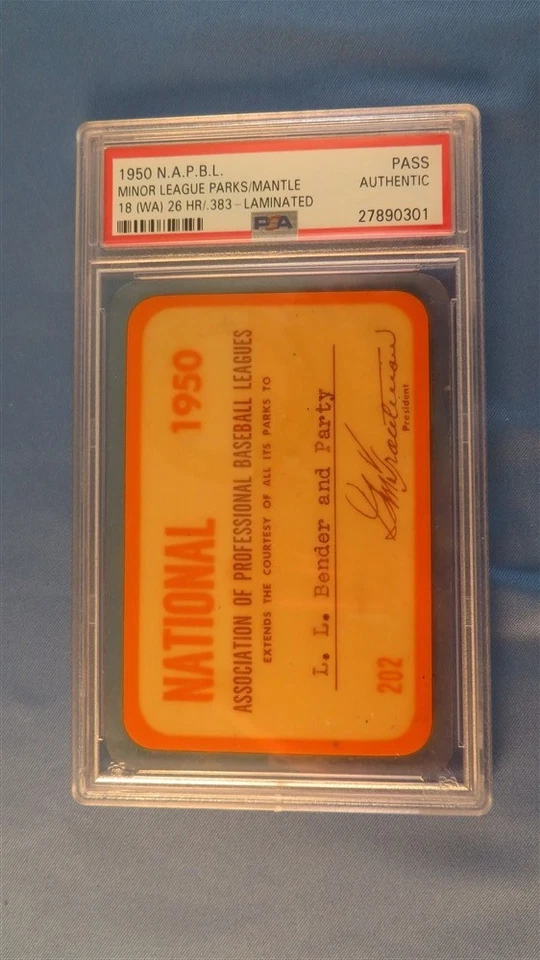 1950 Mickey Mantle PSA Ticket Pass NAPBL/Minor League/26 HR/.383 BA/Age 18 ⚾️ - Image 2 of 4