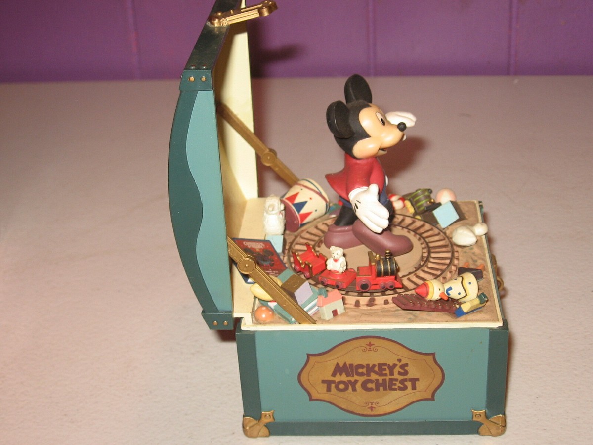 Rare Schmid Disney Mickey's Toy Chest Retired Music Box Blue Rare Schmid Disney Mickey's Toy Chest Retired Music Box Blue