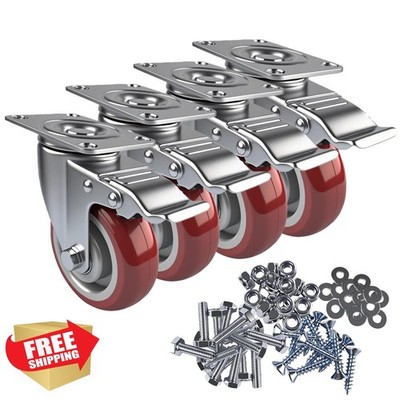 NOEAIKE 4'' Heavy Duty Casters Set 4 w/Brakes