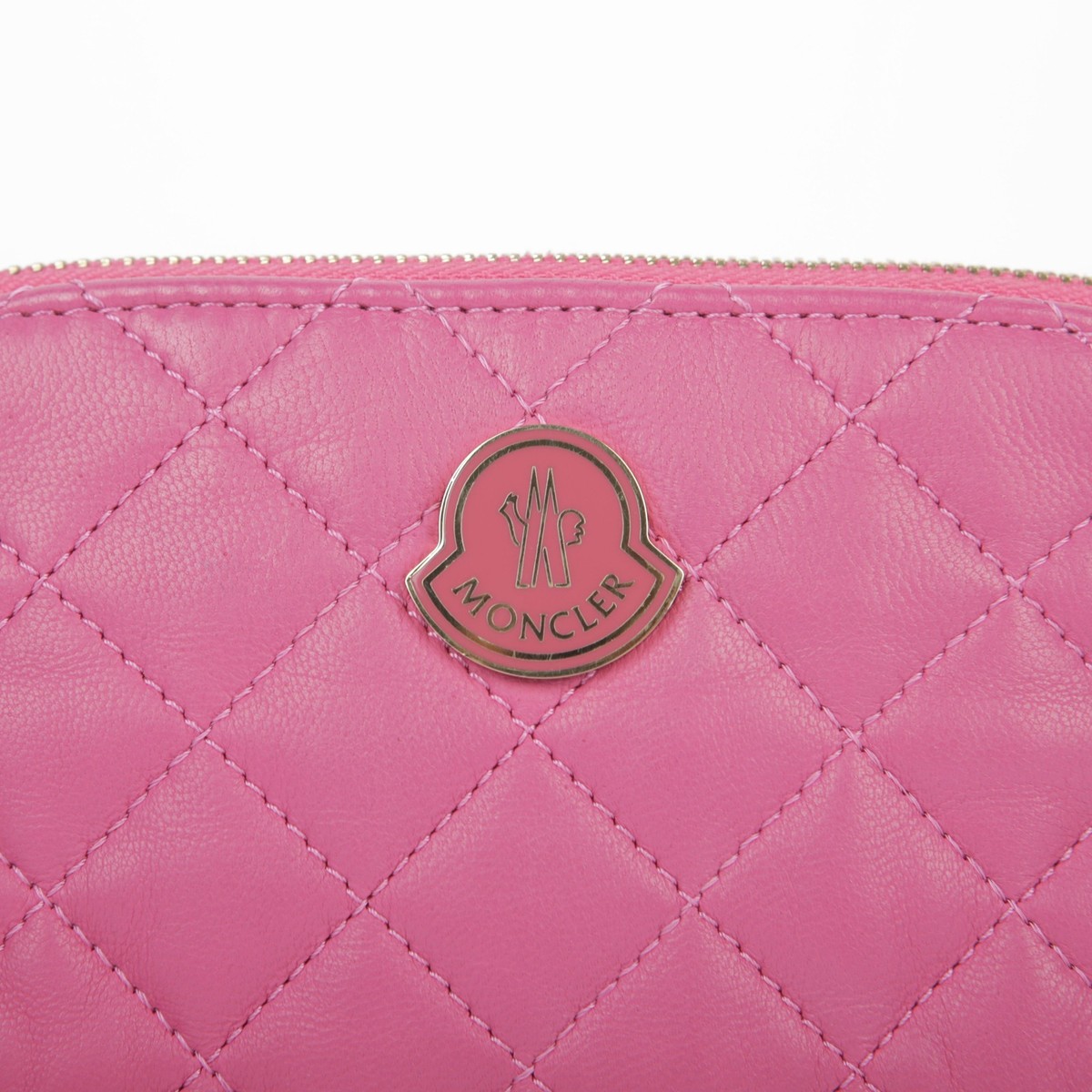 Moncler Pink Leather Quilted Beauty Case Pouch 29197349 | eBay