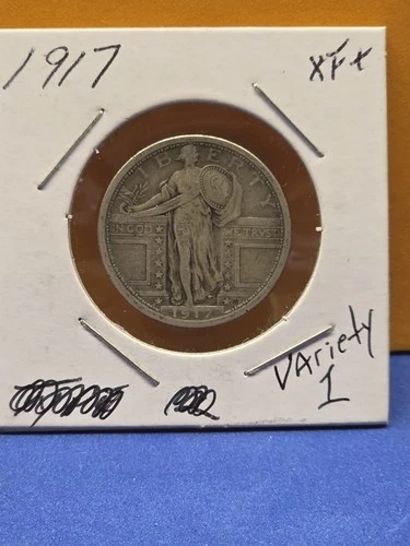 1917 Standing Liberty Quarter STRONG DETAILS VARIETY 1 QUALITY EF + SILVER COIN