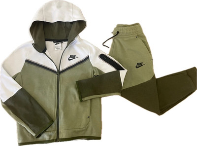 Jungen Nike Tech Fleece Trainingsanzug grün/weiß Hoodie & Jogginghose Set Größe Small