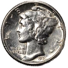 1931-P Mercury Dime 10c Uncirculated Cleaned Unc Details Philadelphia