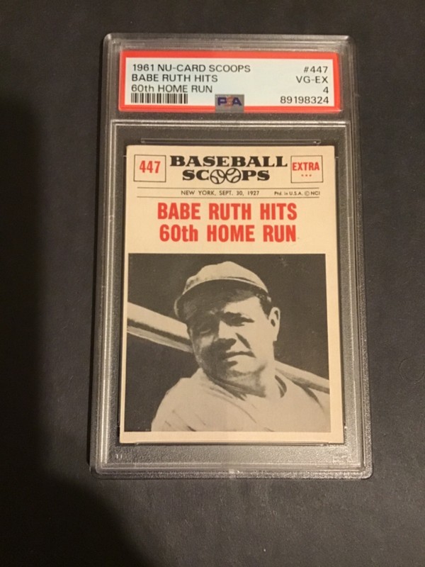 1961 Nu Card Scoops Babe Ruth Hits 60 Home Run PSA 4 Yankees
