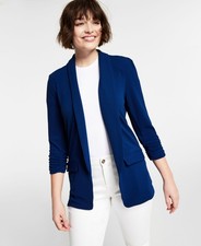Bar III Lightweight Knit 3/4 Sleeve Blazer Blazing Navy S