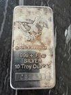 ENGELHARD 10 Troy Ounces Eagle and Flag Hallmark .999 Fine Silver