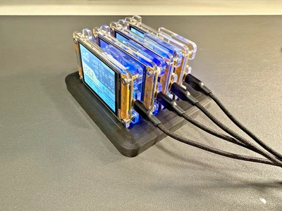 MINERMANUSA 4-Slot Stand for NerdMiner V2 or NMminer – 3D Printed Tray Black Display Rack