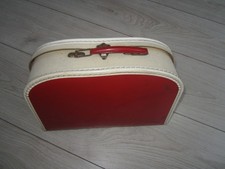 Alter Kinderkoffer ca. rot weiß mit Metallgriff 29 x 19  x 8 cm, Flohmarktfund