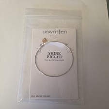 Silver Plated "Shine Bright" Star Charm Catch Bangle Bracelet 152
