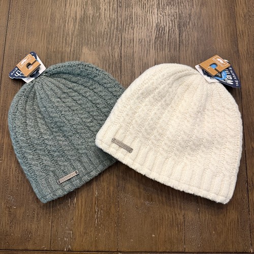 Turtle Fur Pelly Beanie 2 Pack Cream & Sage Fleece Lined Cozy Warm Hat Free Ship