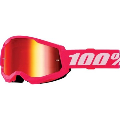 100% Kids Crossbrille Strata Gen. 2 Pink - Mirror Red, Anti-Fog