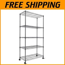 Heavy-Duty 5-Tier Shelving Unit with Wheels: 400 lbs Each, Space Saving Elegance