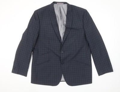 Matalan Herren Blazer blau kariert 44 kurz Regular Fit Einreiher