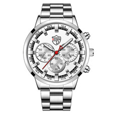 Men's Luxury Stainless Steel Quartz Watch with Calendar and Luminous Hands