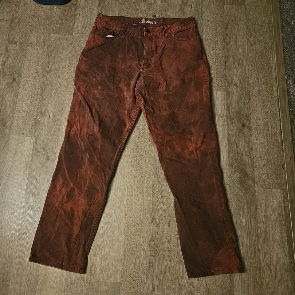 Carhartt Jeans Mens 38x34 Orange 102517 R25 Relaxed FIT Denim - Image 3 of 4