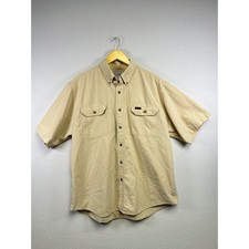 Carhartt Mens Short Sleeve Button Up Shirt Khaki Work Utility XL