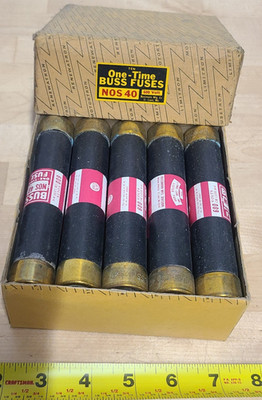 BUSSMANN NOS-40 ONE-TIME FUSES 40A/600V (LOT OF 10) NOS FREE SHIPPING