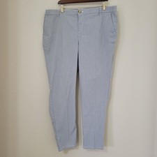 Tommy Hilfiger Blue and White Pinstripe Casual Chino Pants Size 16W Nautical