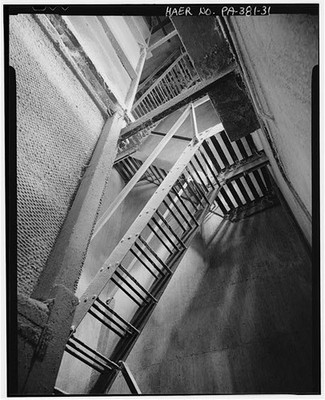 31. Detail of stairs to the second level, 1913 elevator - Stewart Company Grain