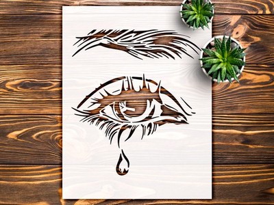 Intricate Eye Tear Design Wall Art Reusable Plastic Stencil - StencilAir