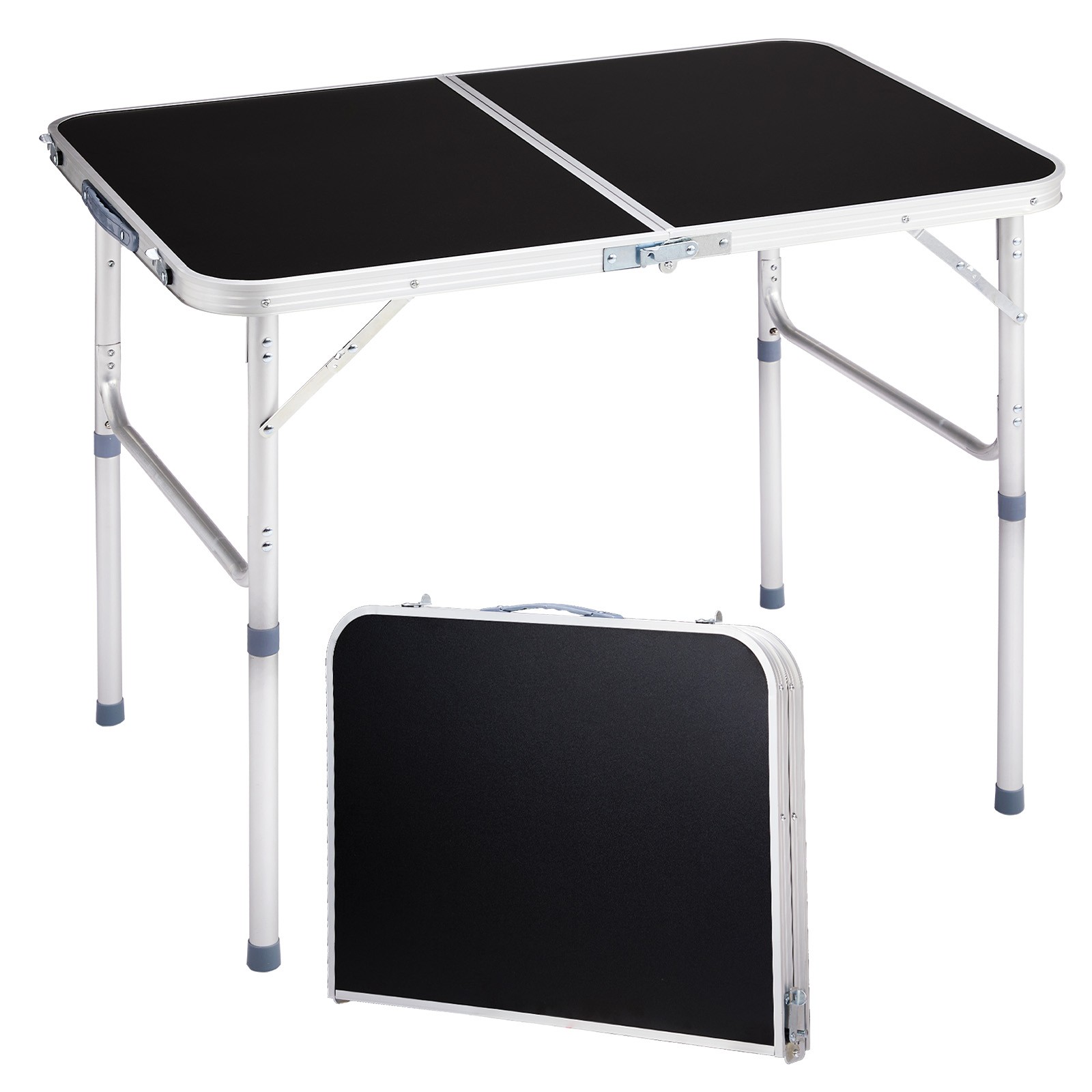 3 FT Portable Folding Black Plastic Table for Indoor Outdoor Parties Holds 50kg