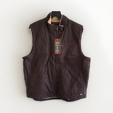 Lee Workwear Brown Vest Sherpa Lined Zip Closure Pockets Men's Regular Size XL