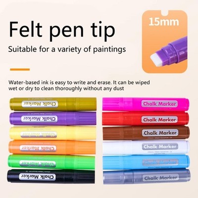 Colored Liquid Chalk Pen With 15mm Flat Square Tip Erasable Liquid Chalk Marker