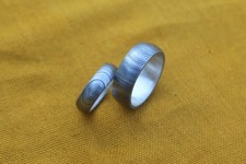 Damascus steel finger ring silver liner inside valentines couple gift 12.5/7 siz