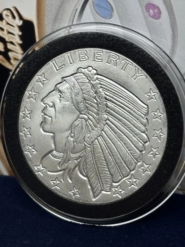 1 oz .999 Silver Incuse Indian Round BU Golden State Mint Premium Bullion
