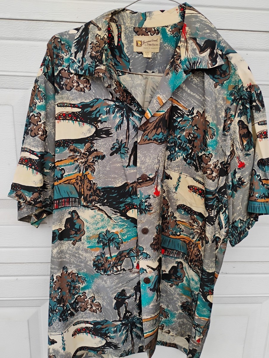 1950s Or 60s Vintage Print Stan Hicks Hawaiian Shirt L | eBay