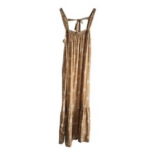 NWT Old Navy Maxi Sundress Size L Sleeveless Floral Pockets Tiered Brown/Cream