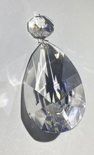 LARGE VINTAGE 4" CRYSTAL PEAR CUT TEARDROP CHANDELIER PRISM W/OCTAGON